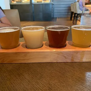 These are the blonde, IPA, amber, and hazy IPA.