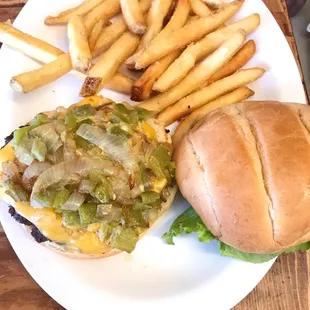 a burger and french fries