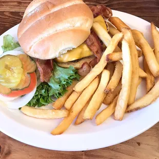 a burger and french fries