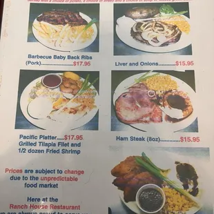 Front of menu