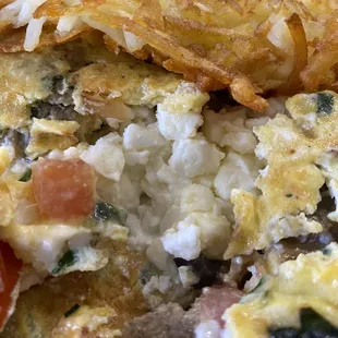 greek omelette with hash browns