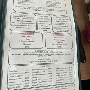 Another picture of the menu