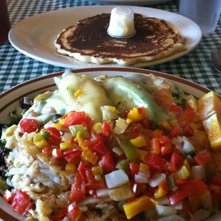 omelet and hash-browns