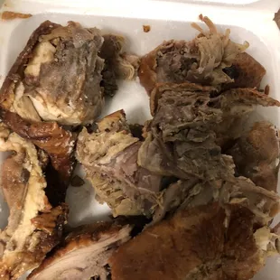 Pieces were dry and sauce that came on the side was too salty.
