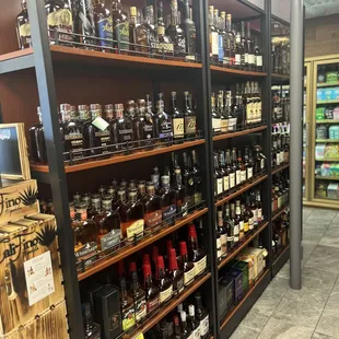 shelves of various types of spirits