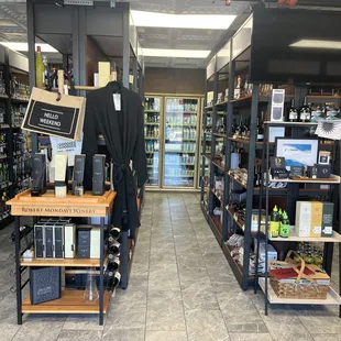 the inside of a liquor store