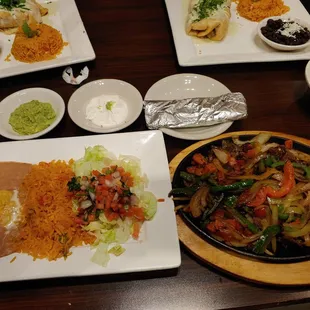 Steak fajitas try and look for the beef.