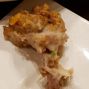 A fat chunk from the pork chimichangas