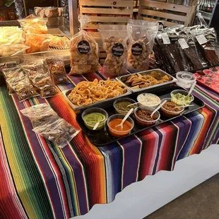 Free samples, guacamole, salsas, beef jerky