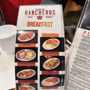Breakfast menu