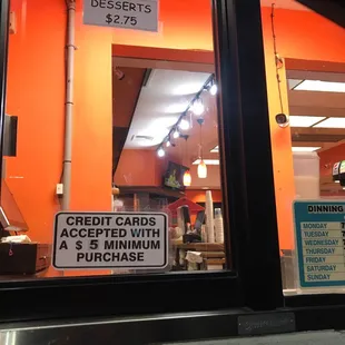 a sign in the window