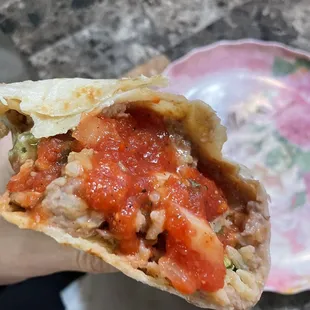 Burrito with salsa added