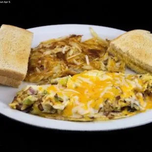 an omelet and toast