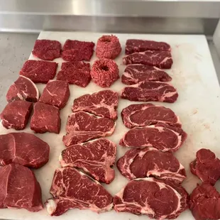 a variety of cuts of meat
