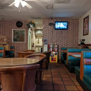 Seating area, booths and tables and chairs