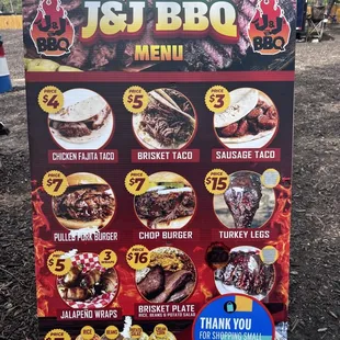 J&amp;J BBQ Menu