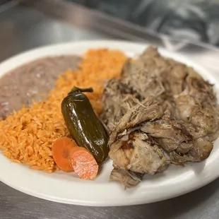 a plate of mexican food