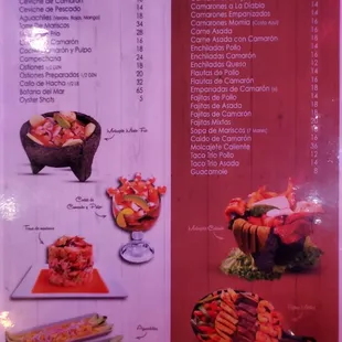 sushi and sashimi, menu