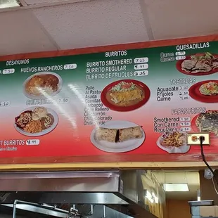 the menu of a mexican restaurant