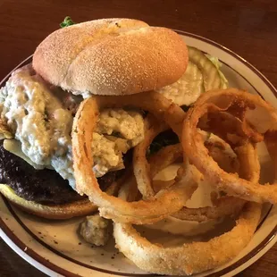 Blue cheese and artichoke burger, it was delicious!