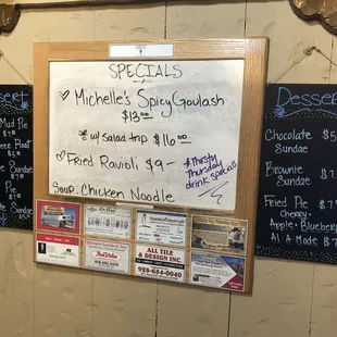 Daily specials board