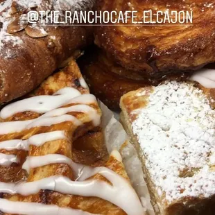 a variety of pastries on display