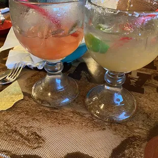 Half drank margaritas