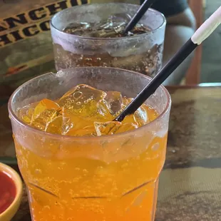 Orange and Pepsi sodas