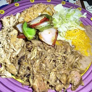 Tia Rosa's Carne Asada Mexican City Style with chicken, beef, and pork