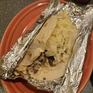 Beef soft shell taco