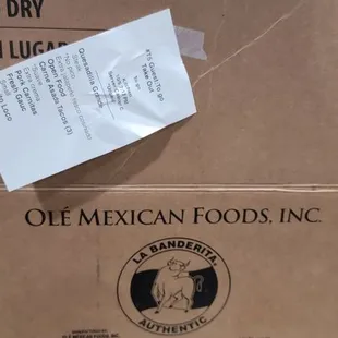 They put our food in this ghetto box. Everyone else with more food got a bag