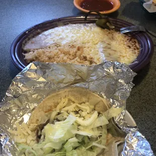 Taco with soft corn tortilla