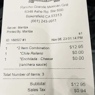 Lunch special, no drink