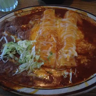 #1 Combo $10.09 - Two Cheese and Onion Enchiladas (comes with a taco and tostada, but I sub an extra taco for the tostada at no extra charge