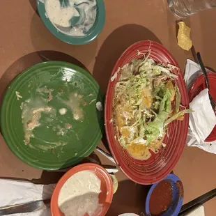 white sauce and what's left of our nachos