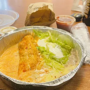 Lunch special #6 fried chimichanga with beans