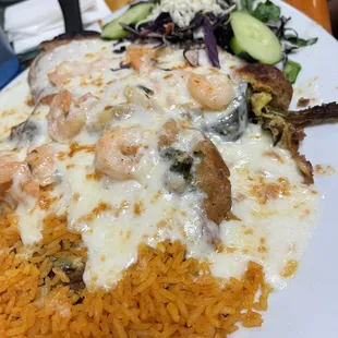 Chili rellenos with shrimp - soooooo good!