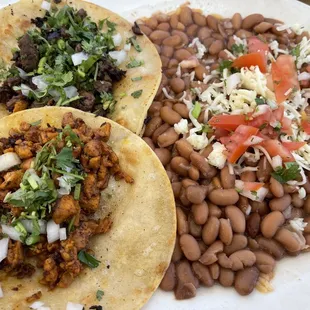 Chicken and steak tacos