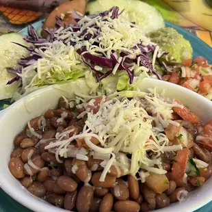 Pot Beans and salad