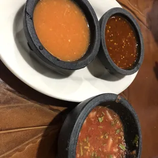 Three different salsas