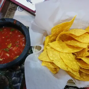 Complimentary chips and salsa