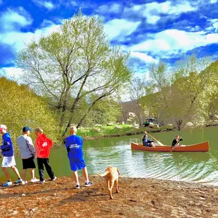 Canoe riding in the morning.