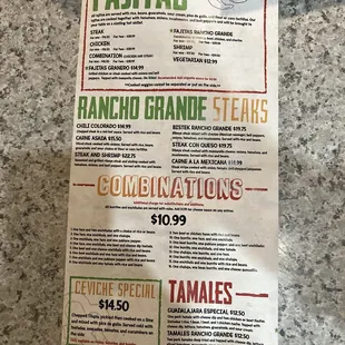 menu