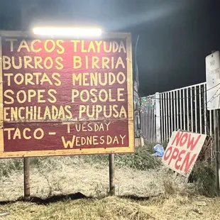 Big sign outside the gate so you know where to turn into! Lots of parking! They have taco Tuesdays, sope Wednesdays, and pupusa Thursdays.