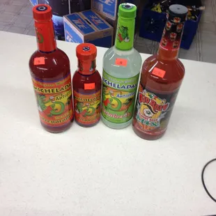 a variety of bottles