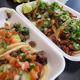 Carne asada, al pastor tacos