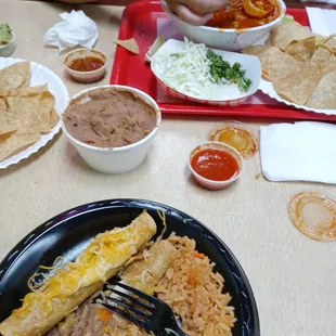Pozole and kids taquito meal