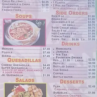 menu, soups and chowder