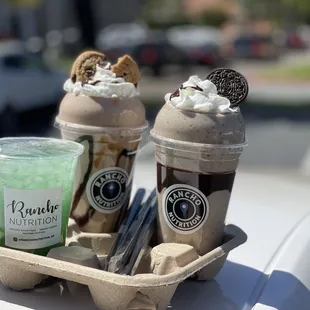 Sour Patch Tea, cookie shake, and cookies and cream shake