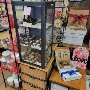 a display case full of chocolates